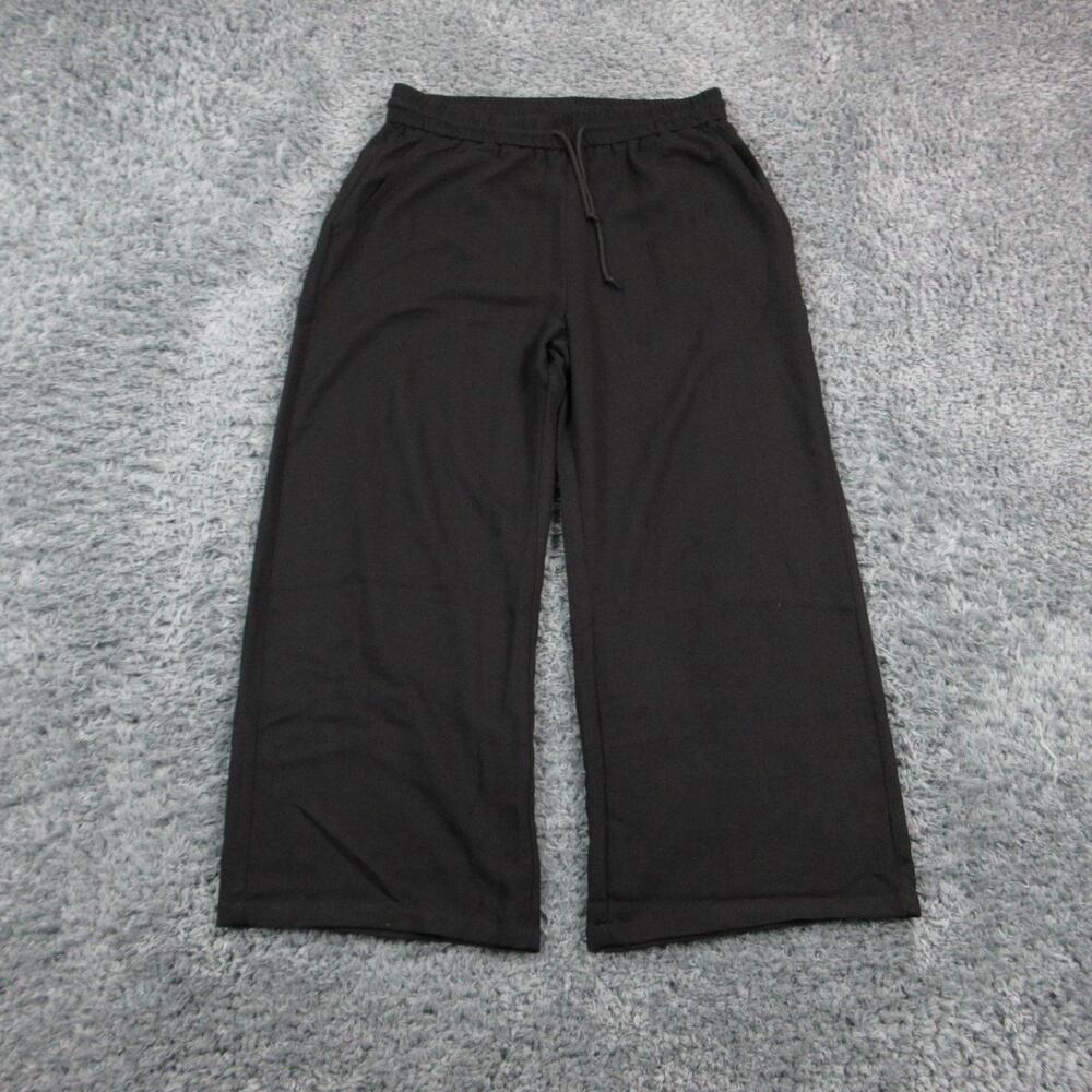 Halara Pants Womens XL Black Sweatpants Relaxed Wide Leg Drawstring 34x27* NWT